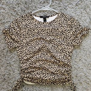 Leopard Side Tie Crop Top